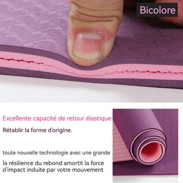 Tapis de yoga d'exercice grand 183x61cm en tpe antidérapant pliable pour exercice fitness gymnastique avec repères d’alignement